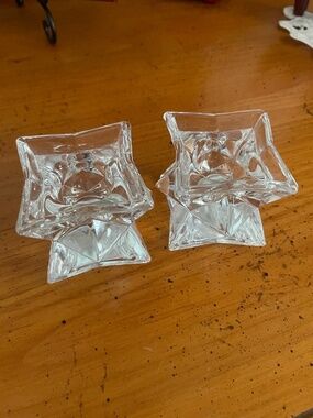 2 Crystal Taper Candle Holders